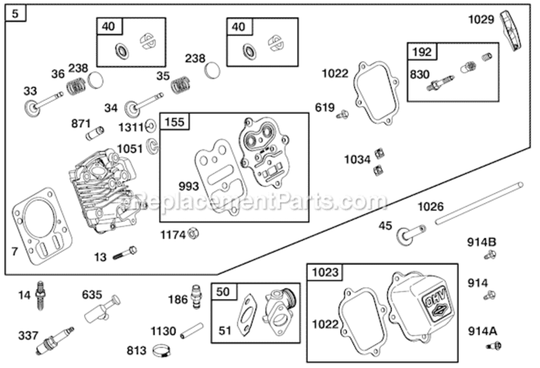 Page B Diagram and Parts List for 124335 8101, 8102, 8103 Briggs and Stratton Engine